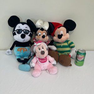Mickey Minnie Mouse Disney Store DisneyLand Christmas Holiday Plush Lot Stuffed
